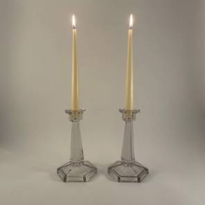 A Pair of Mid-Century Glass Candlesticks